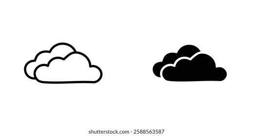 Clouds vectors icons set in filled and strokes on white background