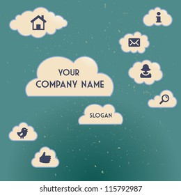 clouds vintage web design template vector illustration