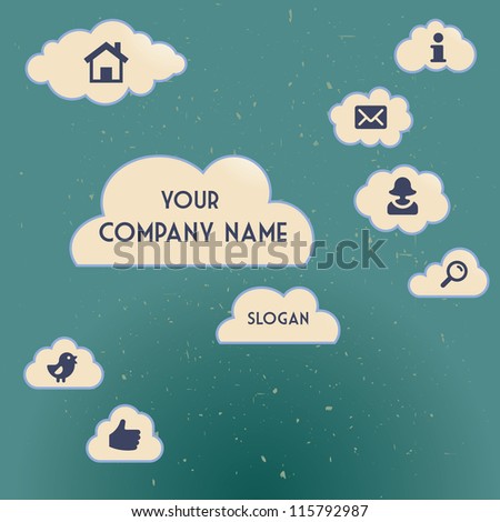 clouds vintage web design template vector illustration