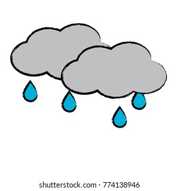clouds and water drops icon