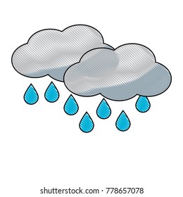 clouds and water drops icon