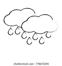 clouds and water drops icon