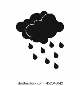 Clouds and water drops icon in simple style isolated vector illustration