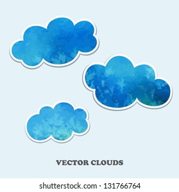Clouds. Watercolor design element for decoration.