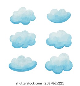 clouds watercolor drawing, sky, children's illustration, watercolor, vector