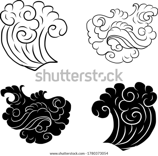 Clouds Wave Vector Illustration Set Stock Vector (Royalty Free ...