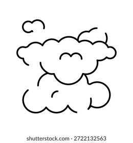 Arte vectorial de Clima de nubes que representa un simple esquema negro de nubes cúmulos, que representan la meteorología, el clima y varias condiciones atmosféricas para pronósticos y Elementos de diseño