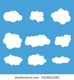 Clouds are white abstract. Set on a blue background.