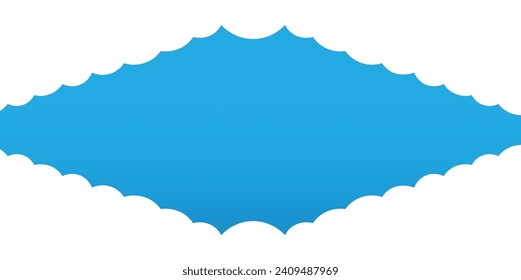 Clouds wide border on blue background. Panorama for banner, template. Vector illustration