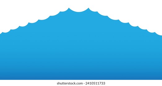 Clouds wide border on blue background. Panorama for banner, template. Vector illustration