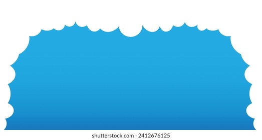 Clouds wide border on blue background. Panorama for banner, template. Vector illustration