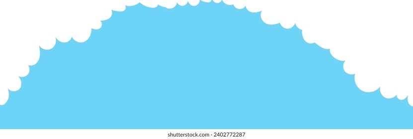 Clouds wide bordering. Painted white clouds on blue background. Simple vector illustration