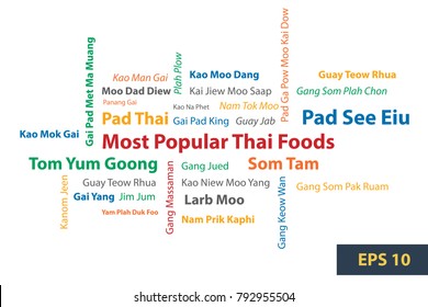 Clouds Word Thai Food in  typography design on white background EPS 10