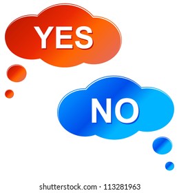 Clouds yes and no on a white background