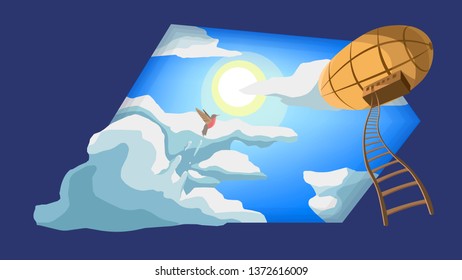 Cloudscape (bird and the airship)