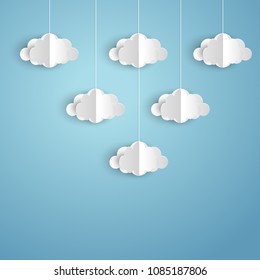 Cloudscape , blue sky with clouds and sun - vector illustration