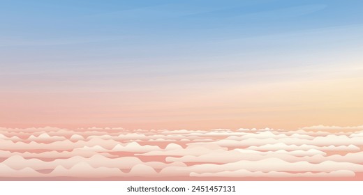 Paisaje nublado con Ilustración vectorial dramática de fondo. Concepto de cielo al atardecer.