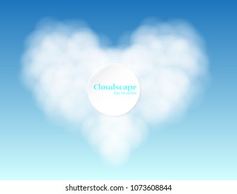 Cloudscape illustration design composition to love heart rounding text box, Eps 10 Vector