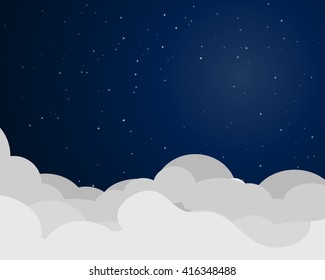 Cloudscape at night, vector background