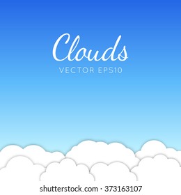 Cloudscape vector illustration with blue sky, cloud computing