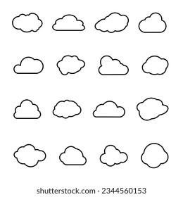 clouds,collection of many shapes of clouds illustration vector.