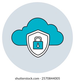 Cloud-security-shield icon, Fortifying the Cloud Advanced Security Shield Solutions, Protecting Digital Assets with Cloud Security Shields, vector