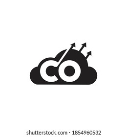 Un diseño en forma de nube con un tipo CO muy claro, que representa almacenamiento en la nube ilimitado, perfecto para logotipos e iconos