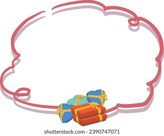 Cloud-shaped frame illustration of multiple stacked gift boxes 2
