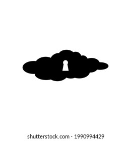 cloud-shaped padlock icon with a keyhole in the center of the object