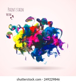Cloud-shaped paint stain isolated on white background. Abstraction composition. Colorful texture for your design. Vector illustration.