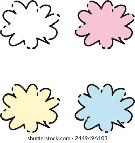 Cloud-shaped speech bubble pastel dashed line set