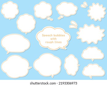 Cloud-shaped speech bubble set drawn with rough lines.