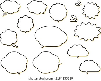 Cloud-shaped speech bubble set with yellow shadow.