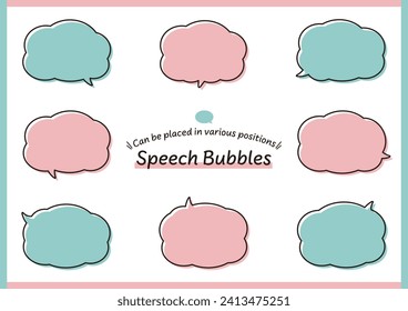 A cloud-shaped speech bubble that has a wide variety of horn orientations and can be placed in various positions. 