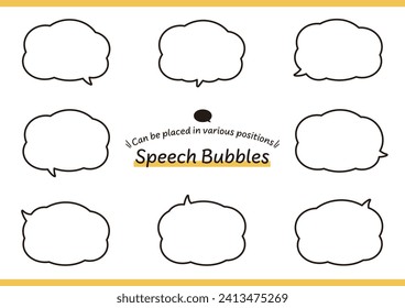 A cloud-shaped speech bubble that has a wide variety of horn orientations and can be placed in various positions. 