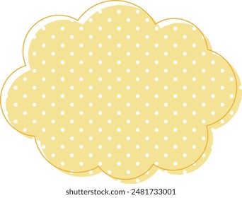 Cloud-shaped speech bubble with white polka dots on a cute yellow background