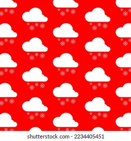 cloudsnow vector icon isolated on red background, vector illustration, wallpaper background