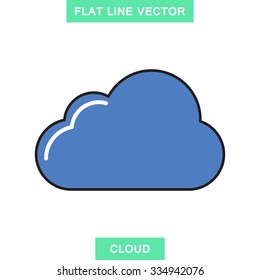 Cloud,storage,weather sign or virtual storage flat line style icon,element for web design,apps,business