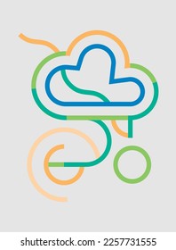 Cloud,Technologie abstrakte kreative minimale künstlerische Kompositionen ideal für die Wanddekoration, wie Postkarte oder Broschüren Design, Vektorgrafik.