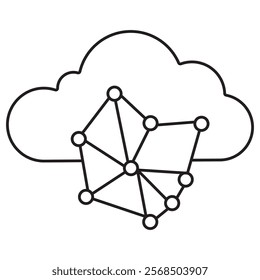 Cloud-with neural network icon, Leveraging Cloud Infrastructure for Advanced Neural Network Processing, Harnessing the Power of Neural Networks in the Cloud for AI Innovation, vector