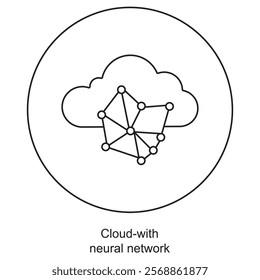 Cloud-with neural network icon, Leveraging Cloud Infrastructure for Advanced Neural Network Processing, Harnessing the Power of Neural Networks in the Cloud for AI Innovation, vector