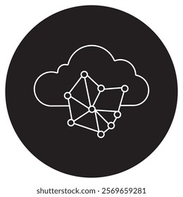 Cloud-with neural network icon, Leveraging Cloud Infrastructure for Advanced Neural Network Processing, Harnessing the Power of Neural Networks in the Cloud for AI Innovation, vector