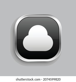 cloudy 2 fill icon design. Glossy Button style rounded rectangle isolated on gray background. Vector illustration