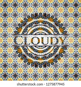 Cloudy arabic style badge. Arabesque decoration.