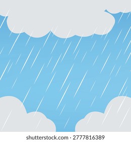 Cloudy blue sky rainfall background vector illustration