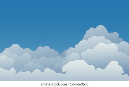 Cloudy blue sky vector background 