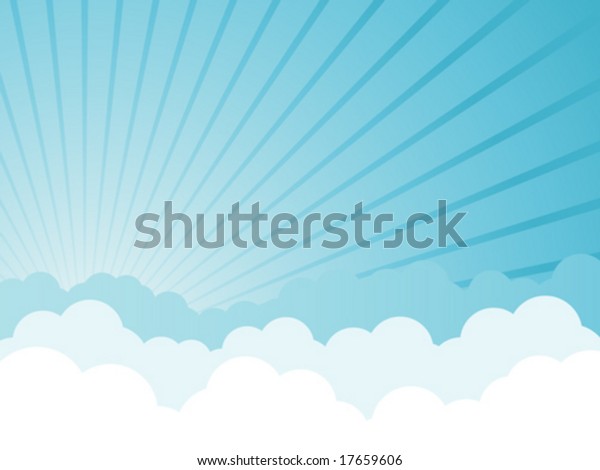 Cloudy Cartoon Background Sun Shining Through Stock Vector (Royalty ...