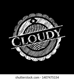 Cloudy chalkboard emblem written on a blackboard. Vector Illustration. Detailed.
