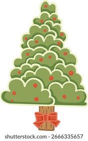 Árvore de pinho de Natal nublado com arco para decoração no evento de Natal.