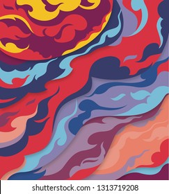 Cloudy colour sky flowing background.